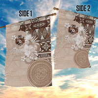 Tonga Ngatu Motifs Garden Flag With Coat Of Arms Beige