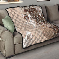 Tonga Ngatu Motifs Quilt With Coat Of Arms Beige LT05 - Polynesian Pride