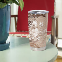 Tonga Ngatu Motifs Tumbler Cup With Coat Of Arms Beige