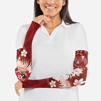 Tonga Ngatu Motifs Arm Sleeves With Coat Of Arms Red