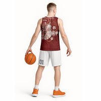 Tonga Ngatu Motifs Basketball Jersey With Coat Of Arms Red
