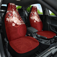 Tonga Ngatu Motifs Car Seat Cover With Coat Of Arms Red
