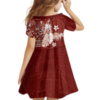 Tonga Ngatu Motifs Family Matching Mermaid Dress and Hawaiian Shirt With Coat Of Arms Red LT05 - Polynesian Pride
