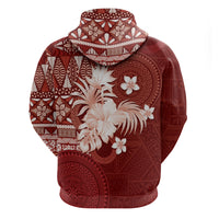 Tonga Ngatu Motifs Hoodie With Coat Of Arms Red