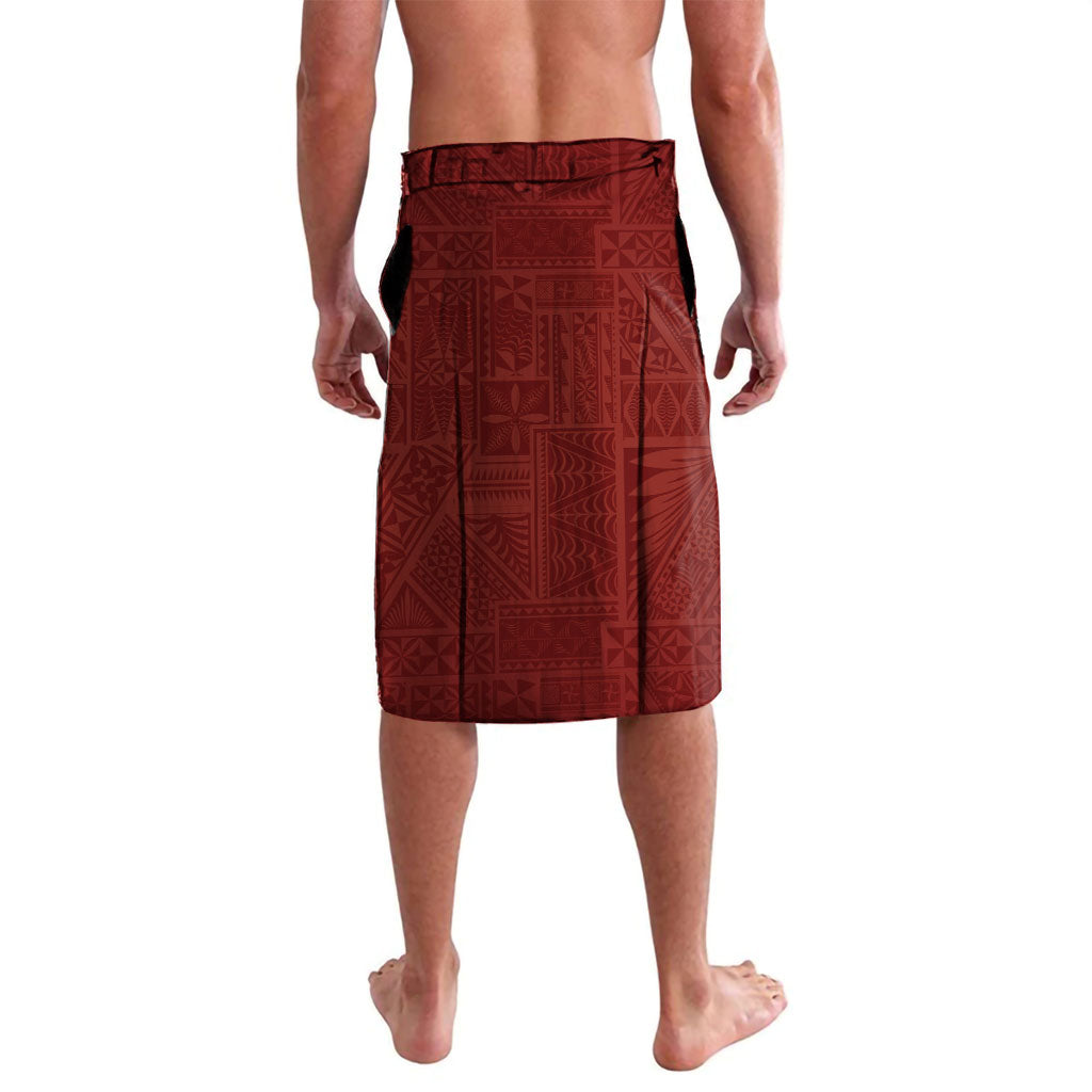 Tonga Ngatu Motifs Lavalava With Coat Of Arms Red