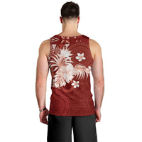 Tonga Ngatu Motifs Men Tank Top With Coat Of Arms Red