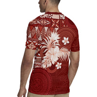 Tonga Ngatu Motifs Rugby Jersey With Coat Of Arms Red