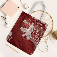 Tonga Ngatu Motifs Tote Bag With Coat Of Arms Red