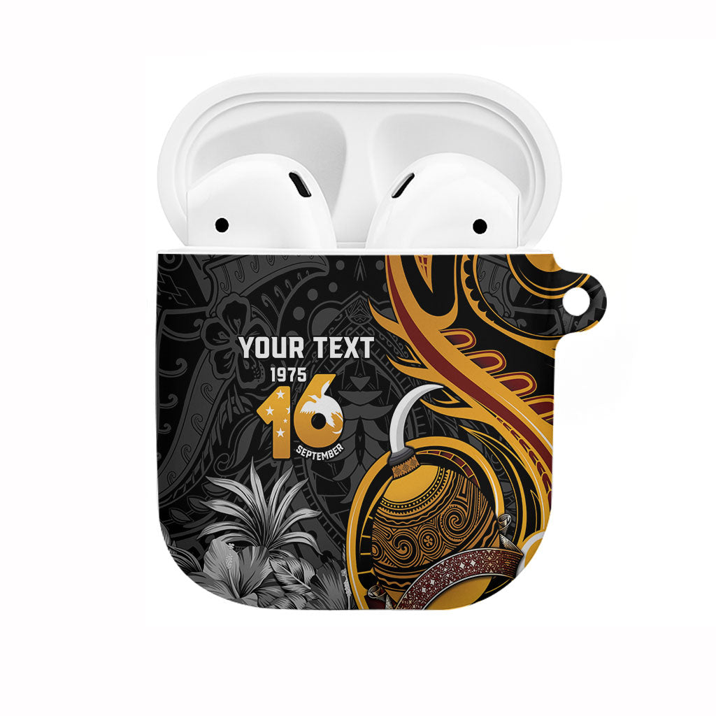 Personalised Papua New Guinea AirPods Case Happy Independence Day LT05 Black - Polynesian Pride