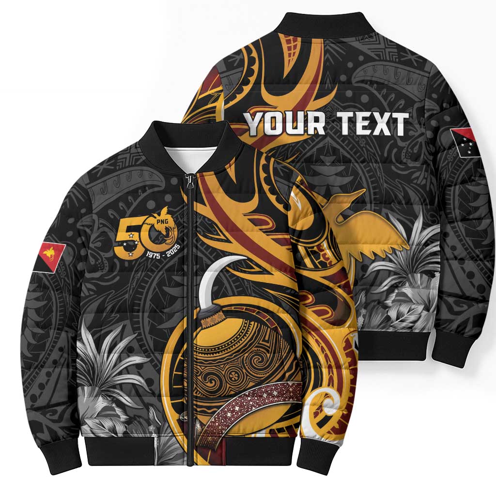 Papua New Guinea Bomber Puffer Jacket Happy 50th Independence Anniversary - Polynesian Pride
