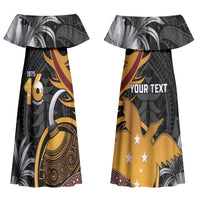 Personalised Papua New Guinea Couples Matching Off Shoulder Maxi Dress and Long Sleeve Button Shirt Happy Independence Day LT05 - Polynesian Pride