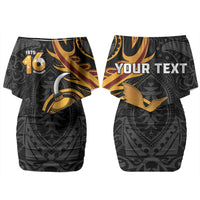 Personalised Papua New Guinea Couples Matching Off Shoulder Short Dress and Long Sleeve Button Shirt Happy Independence Day LT05 - Polynesian Pride