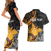 Personalised Papua New Guinea Couples Matching Short Sleeve Bodycon Dress and Hawaiian Shirt Happy 50th Independence Anniversary LT05 - Polynesian Pride