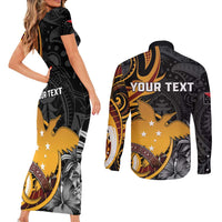 Personalised Papua New Guinea Couples Matching Short Sleeve Bodycon Dress and Long Sleeve Button Shirt Happy 50th Independence Anniversary LT05 - Polynesian Pride