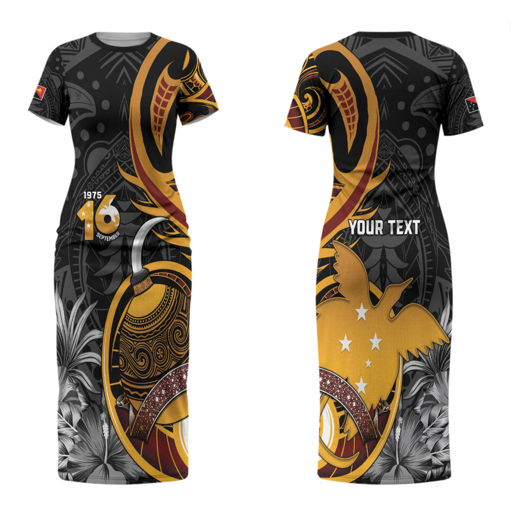Personalised Papua New Guinea Couples Matching Short Sleeve Bodycon Dress and Long Sleeve Button Shirt Happy Independence Day LT05 - Polynesian Pride