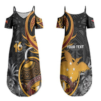 Personalised Papua New Guinea Couples Matching Summer Maxi Dress and Long Sleeve Button Shirt Happy Independence Day LT05 - Polynesian Pride