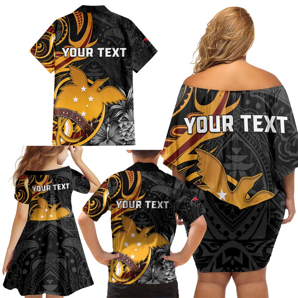Personalised Papua New Guinea Family Matching Off Shoulder Short Dress and Hawaiian Shirt Happy 50th Independence Anniversary LT05 - Polynesian Pride