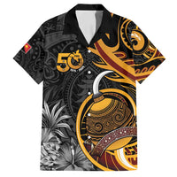 Personalised Papua New Guinea Family Matching Off Shoulder Short Dress and Hawaiian Shirt Happy 50th Independence Anniversary LT05 Dad's Shirt - Short Sleeve Black - Polynesian Pride