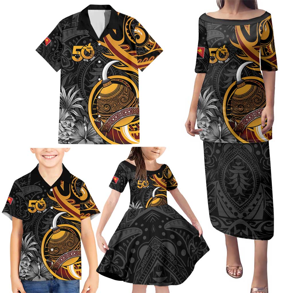 Personalised Papua New Guinea Family Matching Puletasi and Hawaiian Shirt Happy 50th Independence Anniversary LT05 - Polynesian Pride