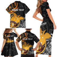 Personalised Papua New Guinea Family Matching Short Sleeve Bodycon Dress and Hawaiian Shirt Happy 50th Independence Anniversary LT05 - Polynesian Pride