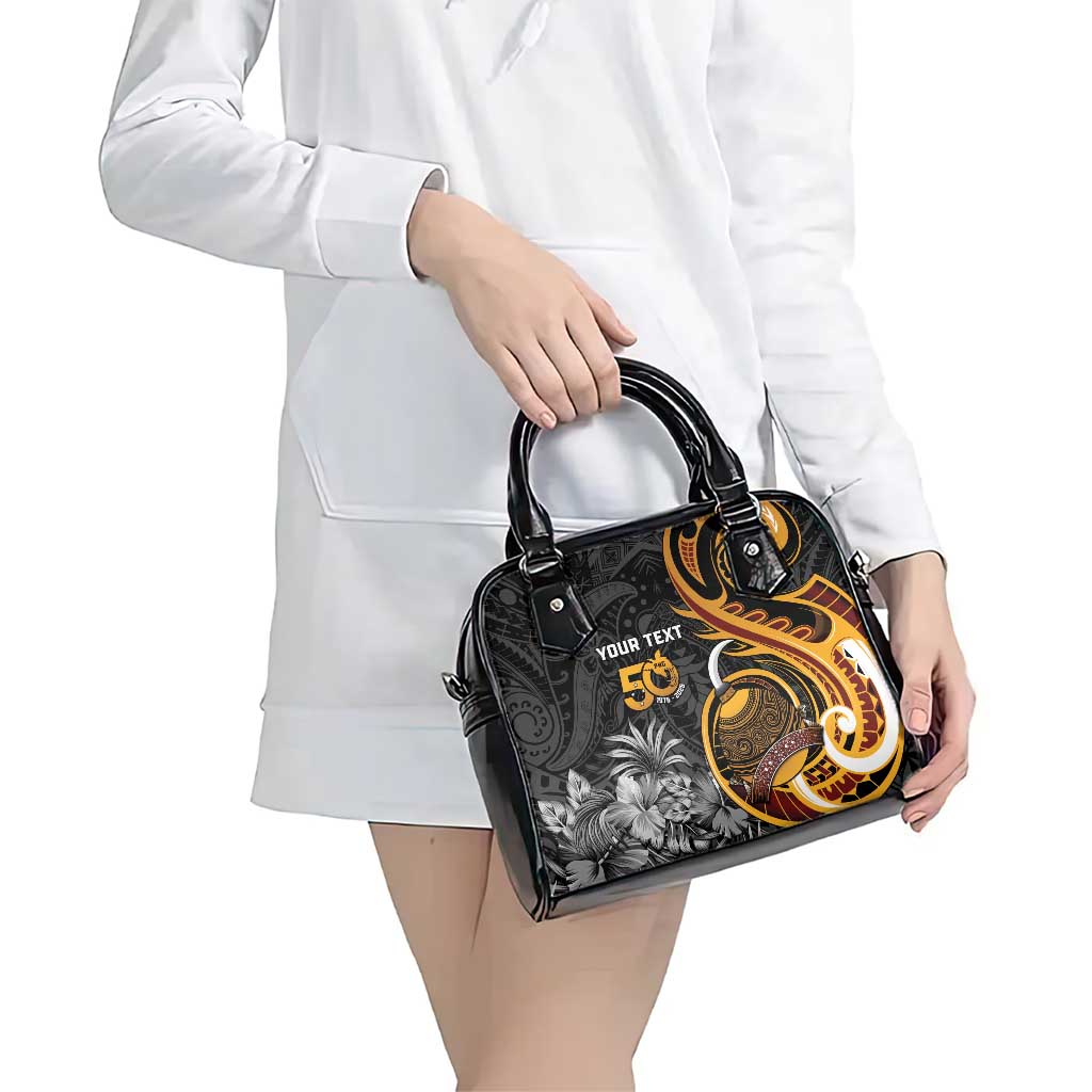 Personalised Papua New Guinea Shoulder Handbag Happy 50th Independence Anniversary - Polynesian Pride