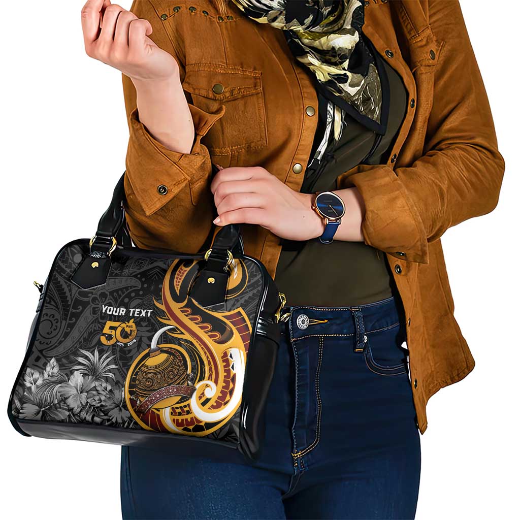 Personalised Papua New Guinea Shoulder Handbag Happy 50th Independence Anniversary - Polynesian Pride