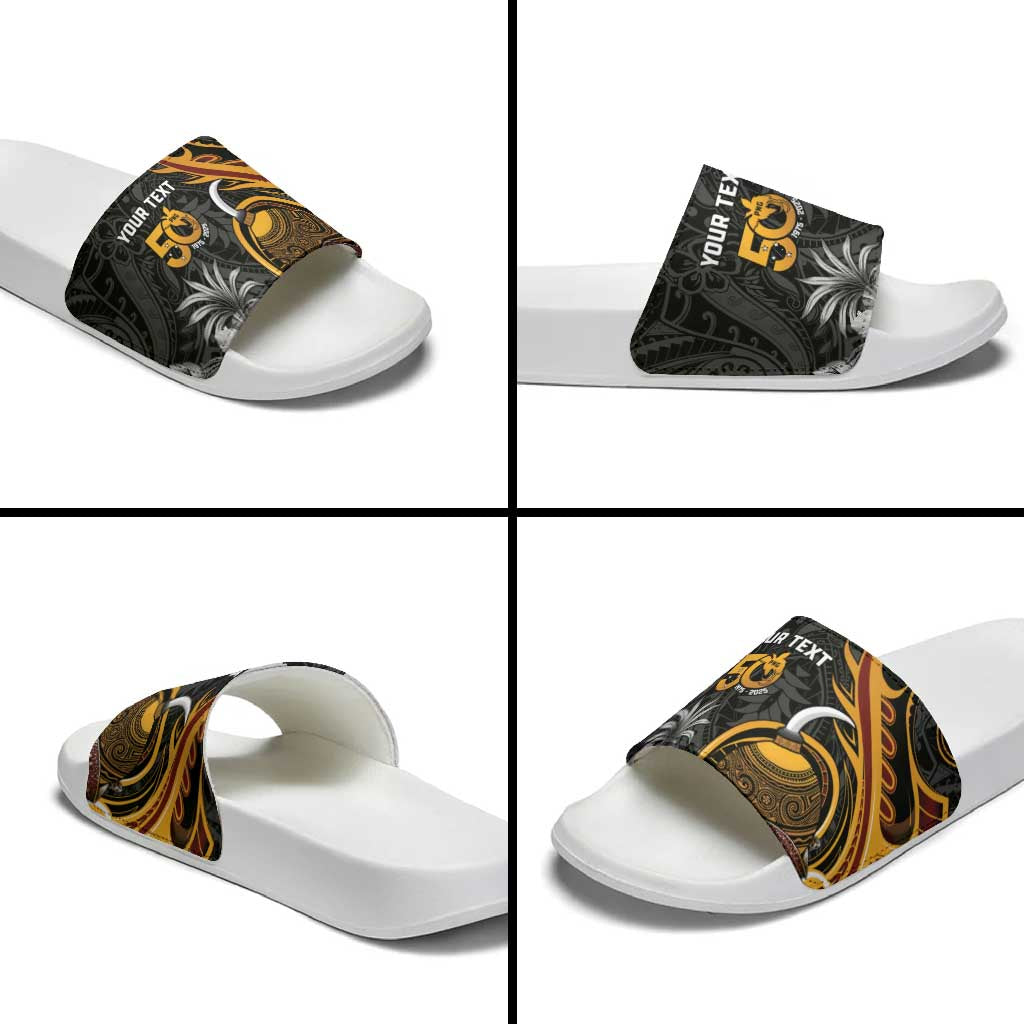 Papua New Guinea Slide Sandals Happy 50th Independence Anniversary - Polynesian Pride