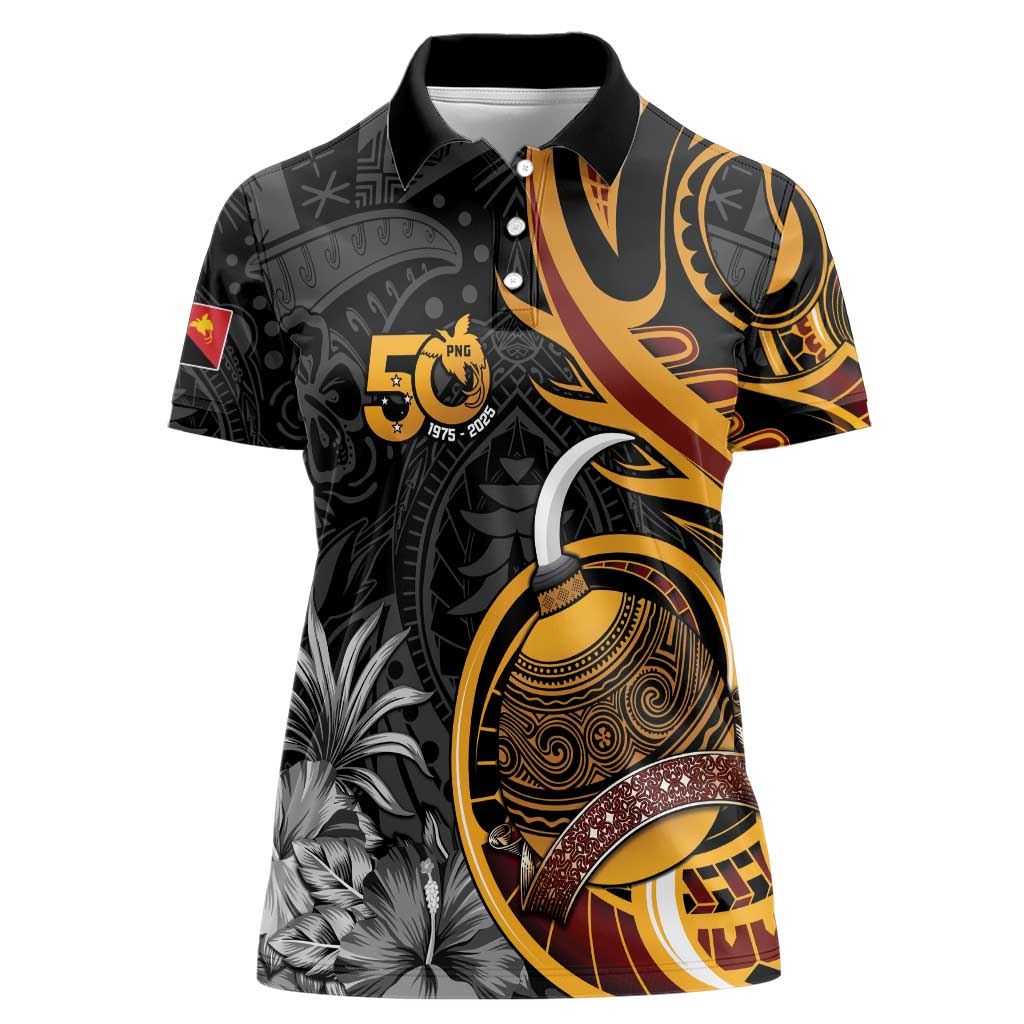 Personalised Papua New Guinea Women Polo Shirt Happy 50th Independence Anniversary - Polynesian Pride