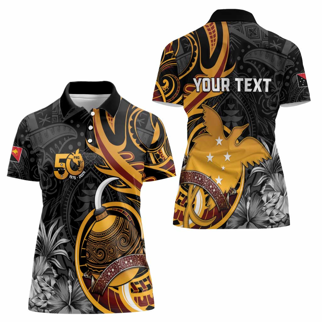 Personalised Papua New Guinea Women Polo Shirt Happy 50th Independence Anniversary - Polynesian Pride