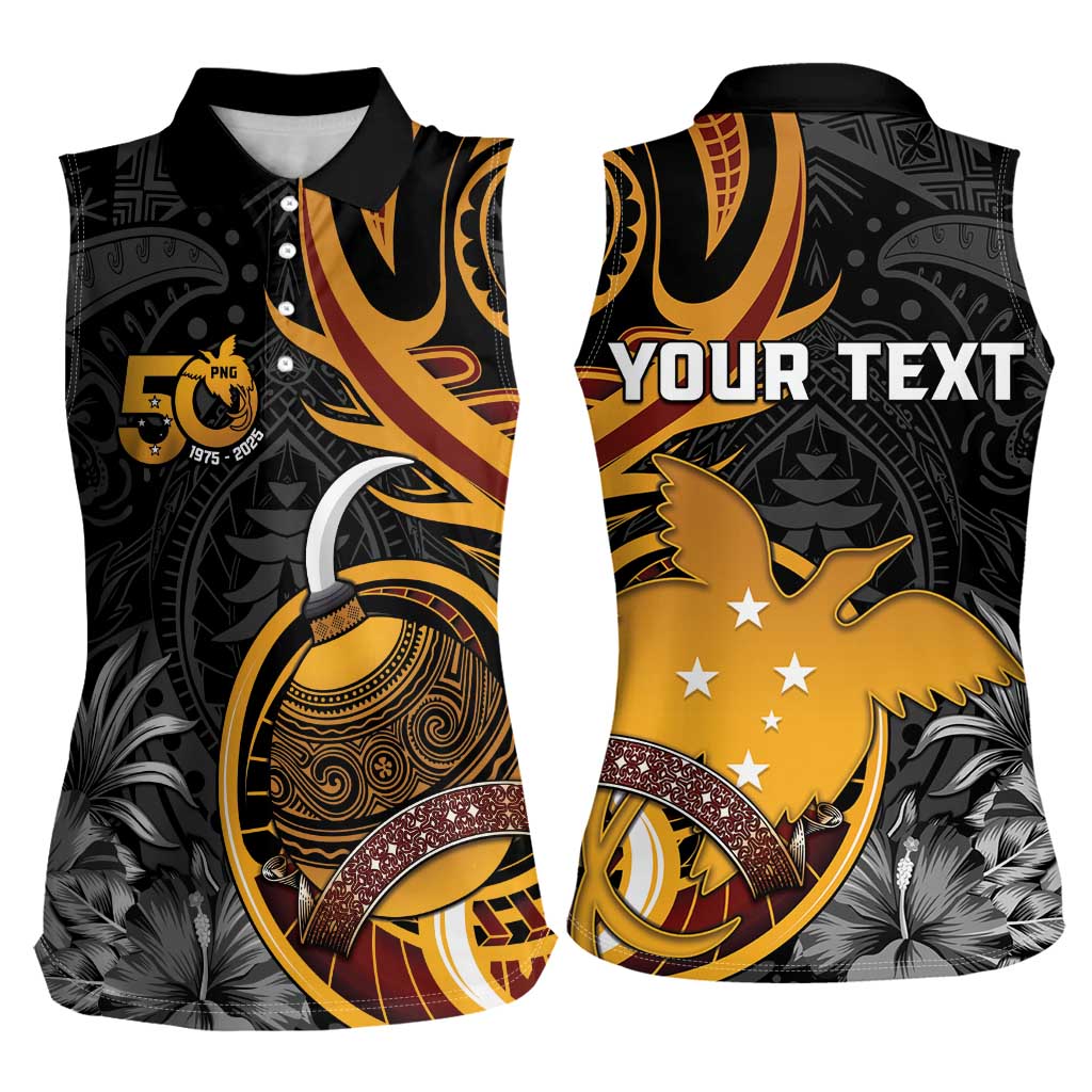 Personalised Papua New Guinea Women Sleeveless Polo Shirt Happy 50th Independence Anniversary LT05 - Polynesian Pride