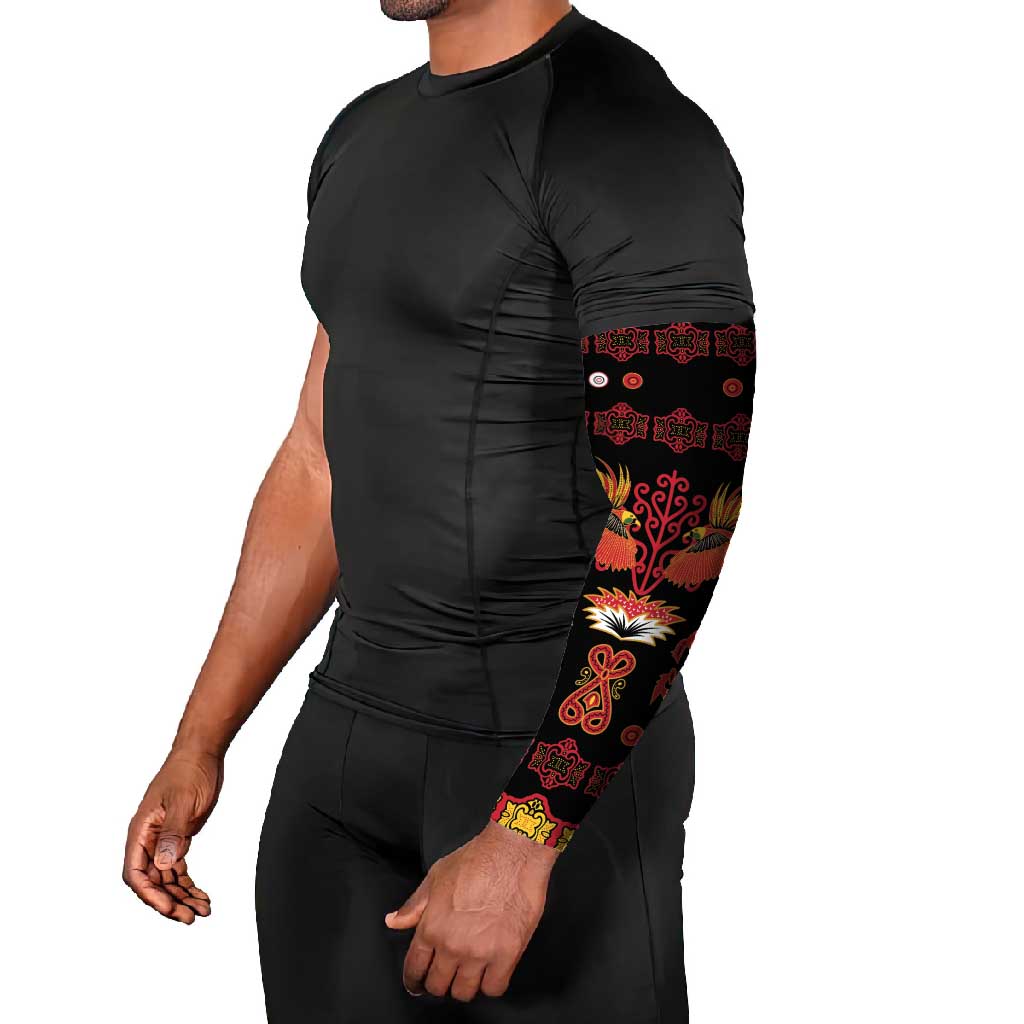 Papua Batik Motif Arm Sleeves Papua Spirit Black Version - Polynesian Pride