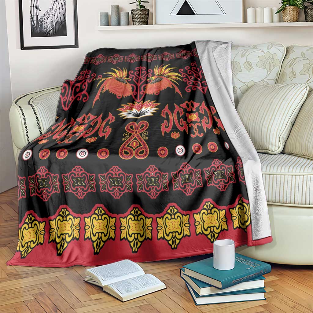 Papua Batik Motif Blanket Papua Spirit Black Version - Polynesian Pride
