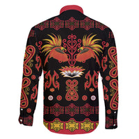 Papua Batik Motif Family Matching Off Shoulder Maxi Dress and Hawaiian Shirt Papua Spirit Black Version LT05 - Polynesian Pride