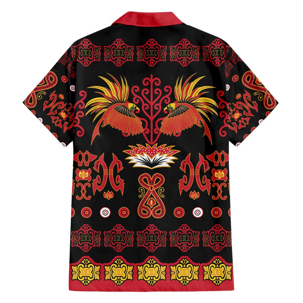 Papua Batik Motif Family Matching Off Shoulder Short Dress and Hawaiian Shirt Papua Spirit Black Version LT05 - Polynesian Pride