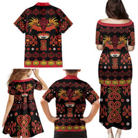 Papua Batik Motif Family Matching Puletasi and Hawaiian Shirt Papua Spirit Black Version LT05 - Polynesian Pride