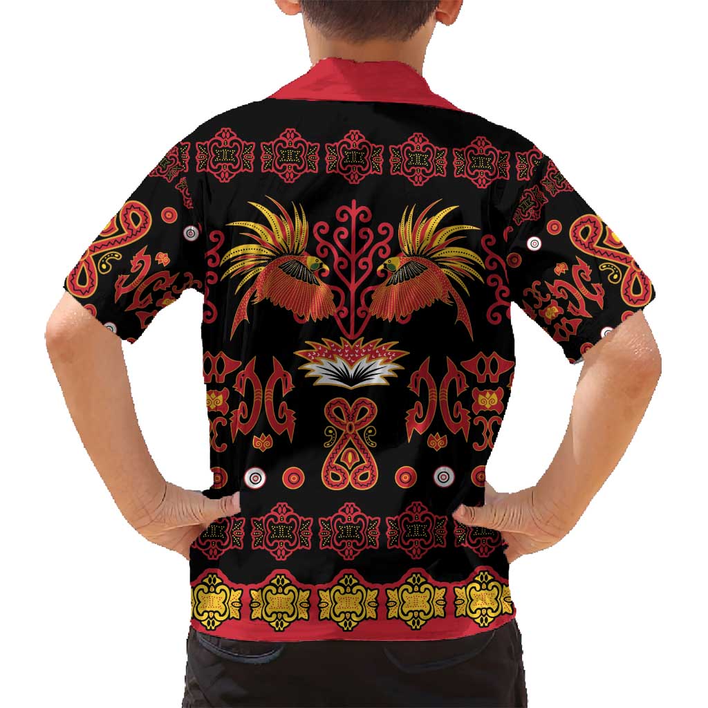 Papua Batik Motif Family Matching Summer Maxi Dress and Hawaiian Shirt Papua Spirit Black Version LT05 - Polynesian Pride
