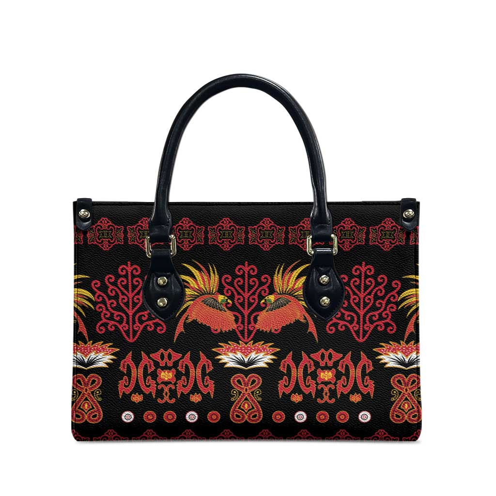 Papua Batik Motif Leather Bag Papua Spirit Black Version LT05 - Polynesian Pride