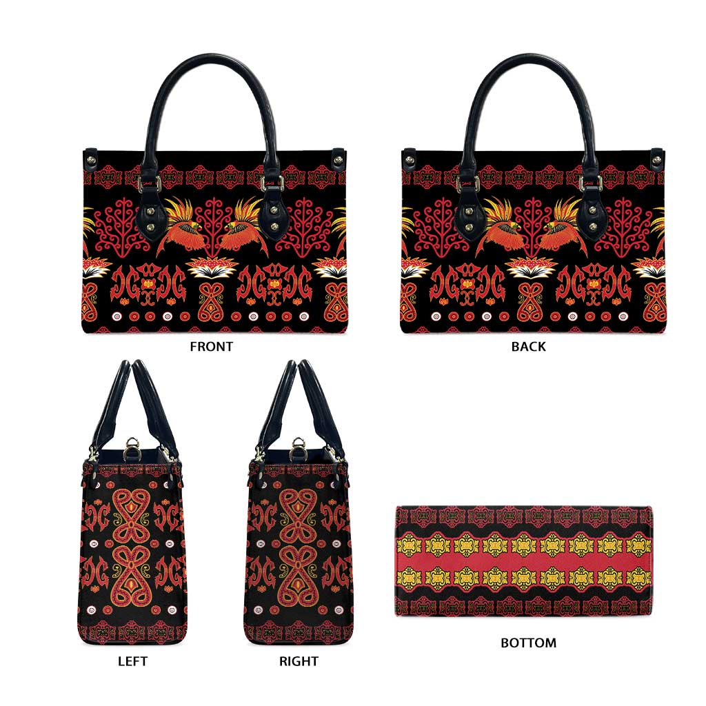 Papua Batik Motif Leather Bag Papua Spirit Black Version LT05 - Polynesian Pride