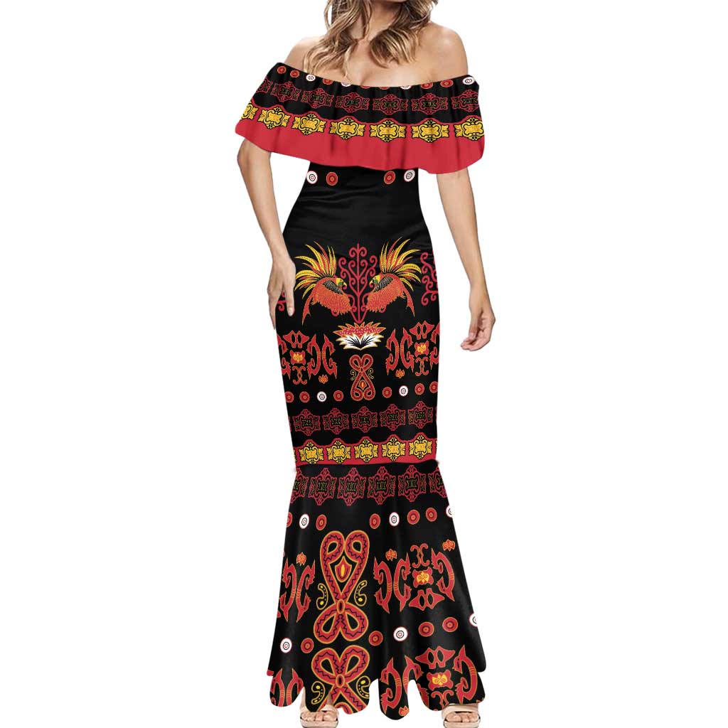Papua Batik Motif Mermaid Dress Papua Spirit Black Version - Polynesian Pride