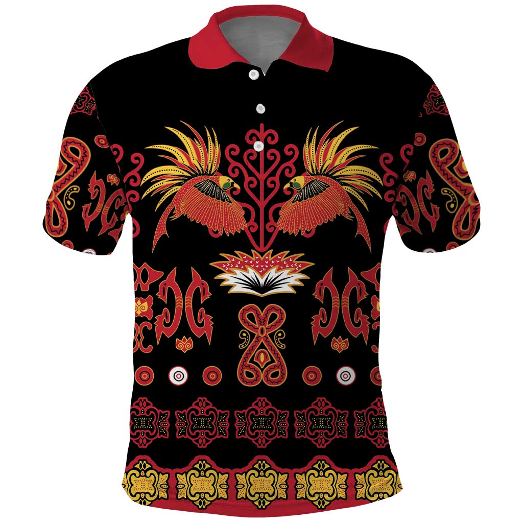 Papua Batik Motif Polo Shirt Papua Spirit Black Version LT05 Black - Polynesian Pride