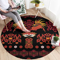 Papua Batik Motif Round Carpet Papua Spirit Black Version LT05 - Polynesian Pride