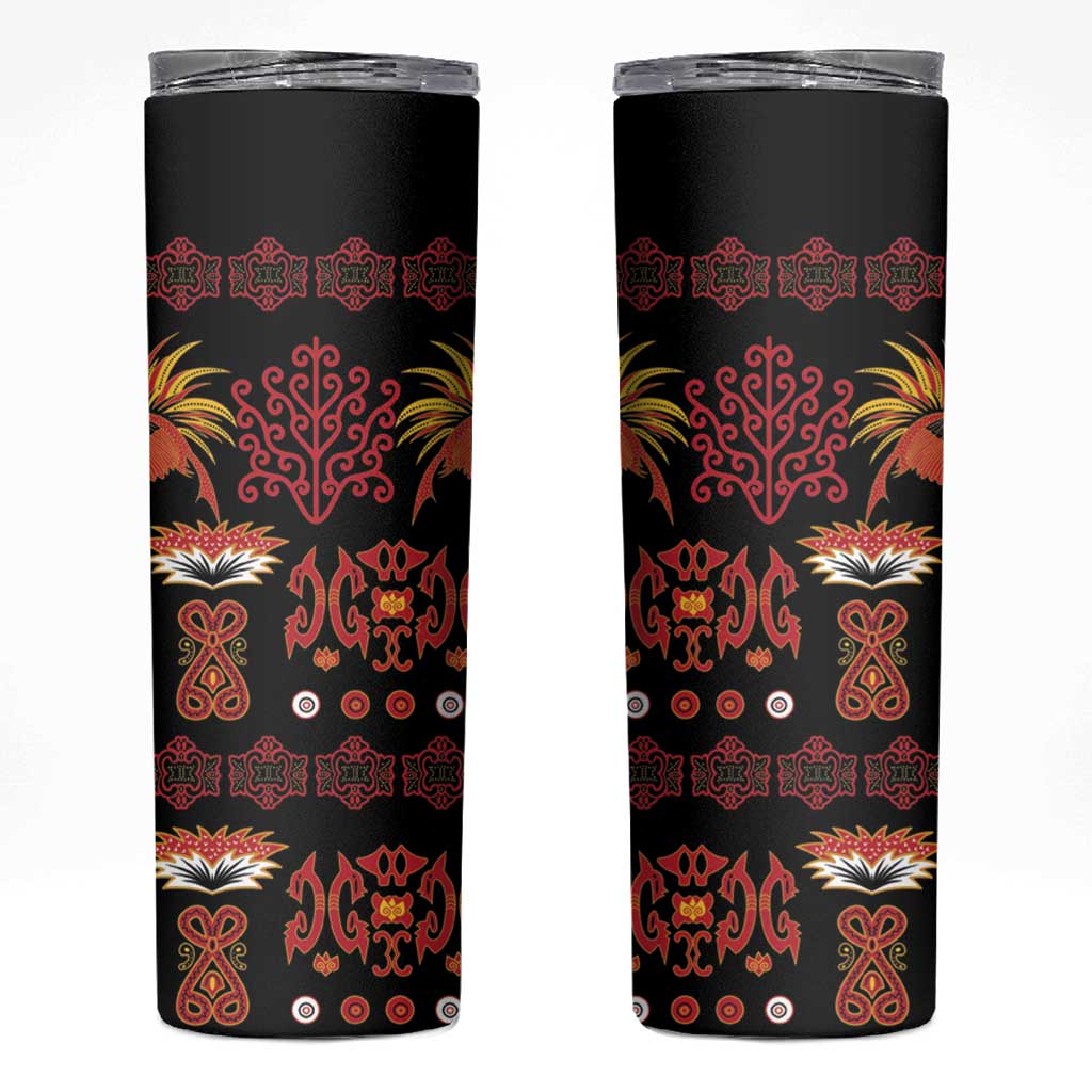 Papua Batik Motif Skinny Tumbler Papua Spirit Black Version LT05 Black - Polynesian Pride