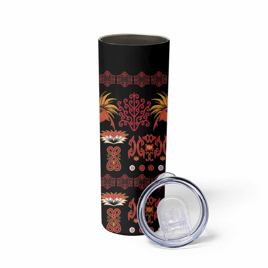 Papua Batik Motif Skinny Tumbler Papua Spirit Black Version LT05 - Polynesian Pride