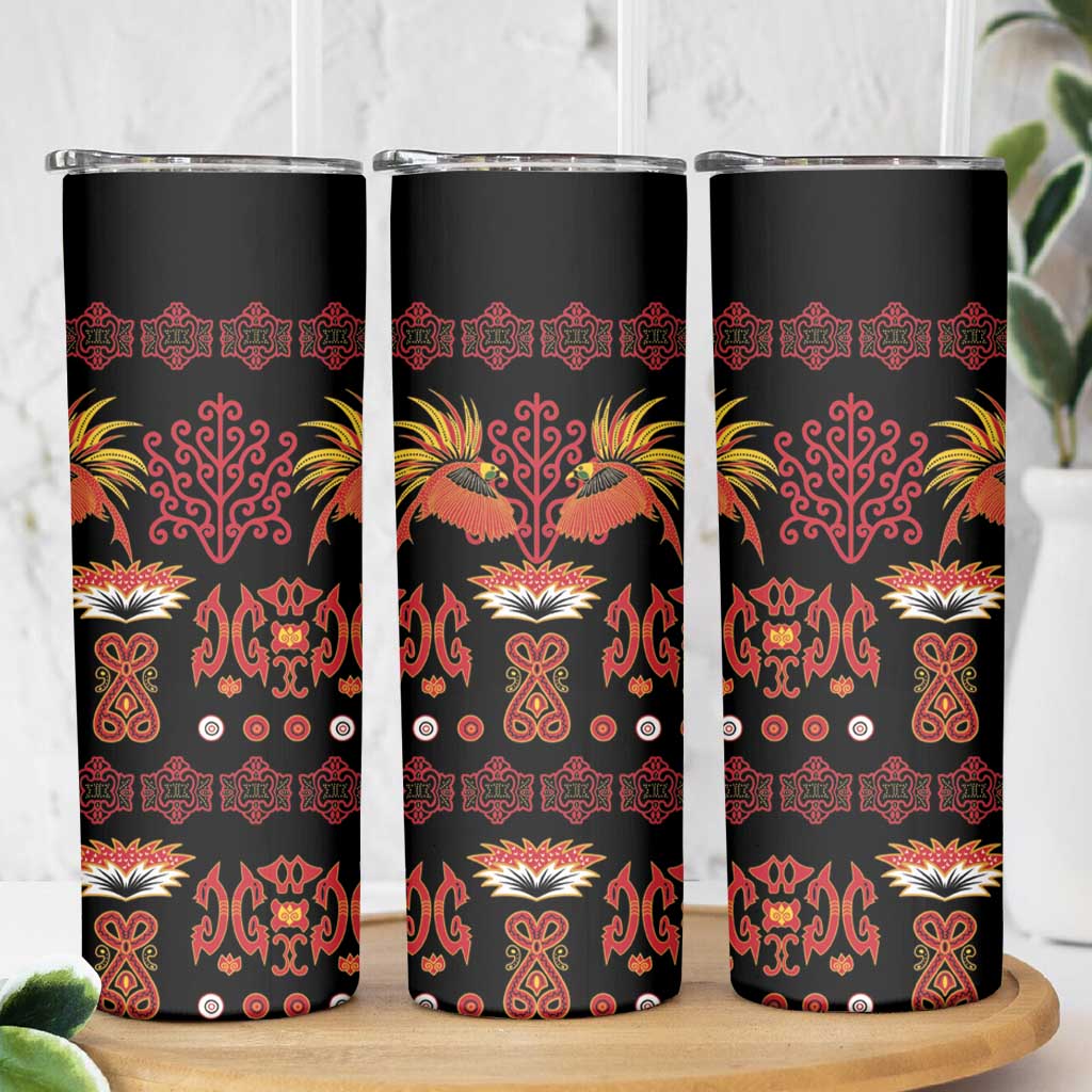 Papua Batik Motif Skinny Tumbler Papua Spirit Black Version LT05 - Polynesian Pride