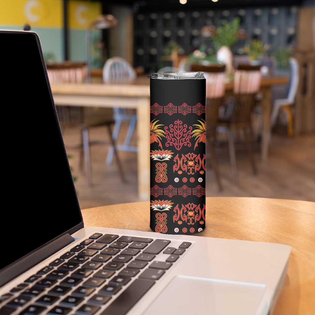 Papua Batik Motif Skinny Tumbler Papua Spirit Black Version LT05 - Polynesian Pride