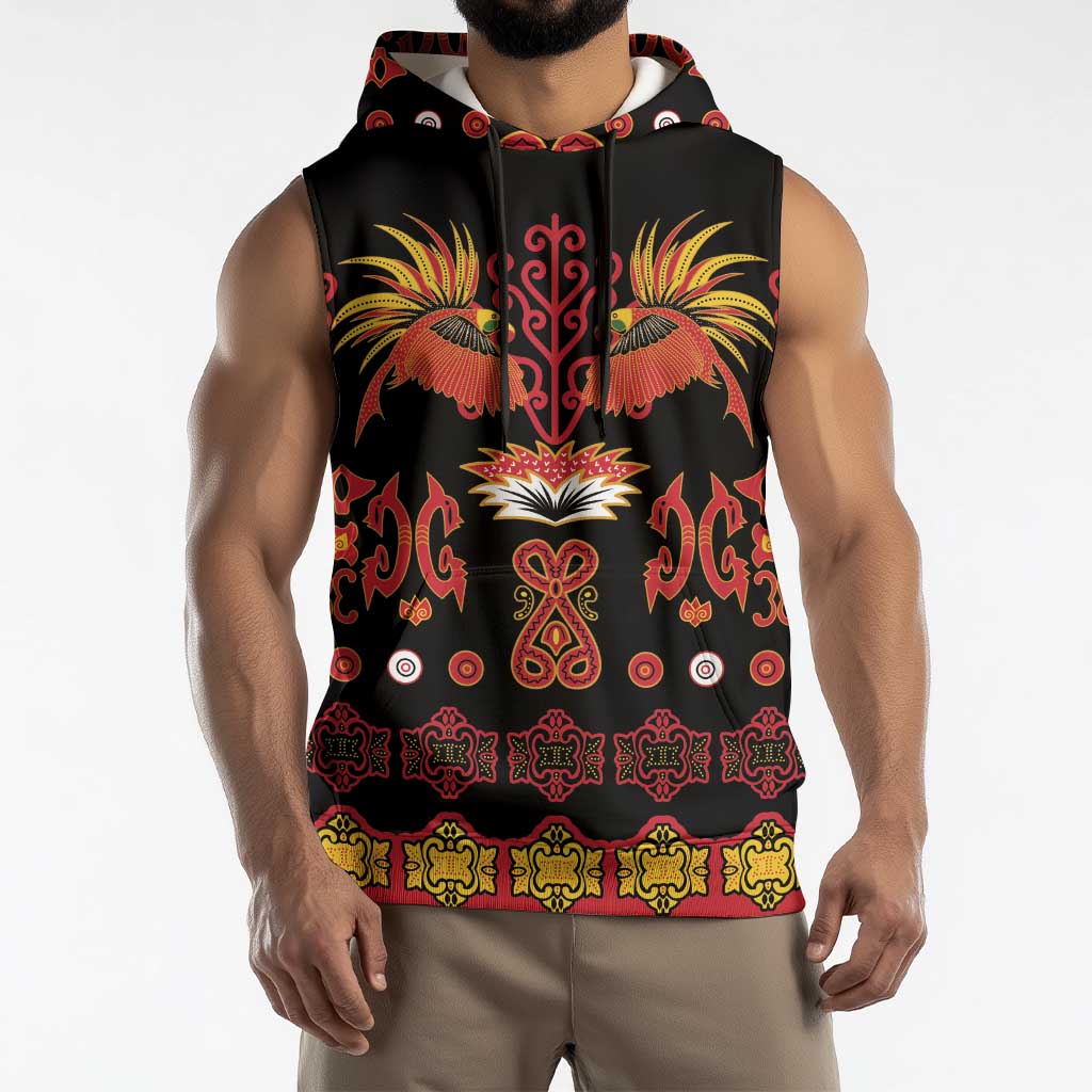 Papua Batik Motif Sleeveless Hoodie Papua Spirit Black Version LT05 - Polynesian Pride