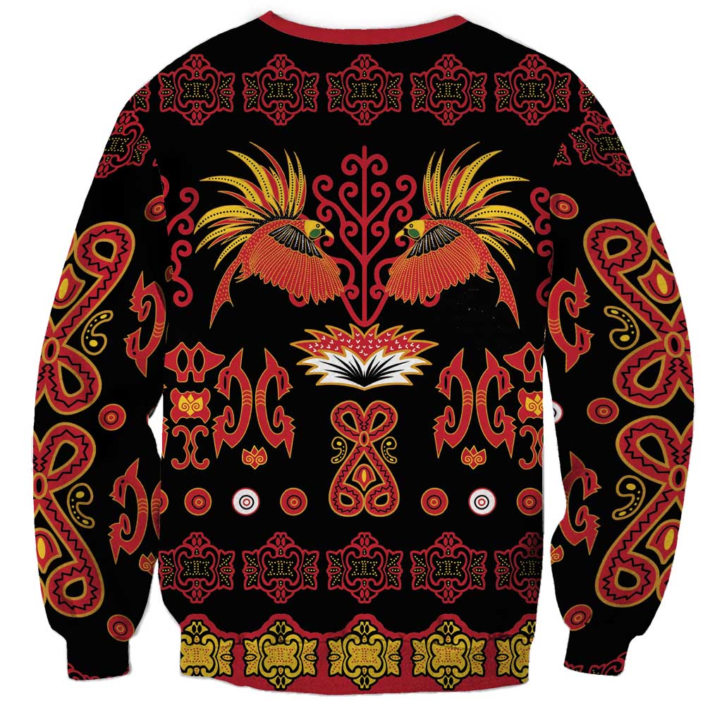 Papua Batik Motif Sweatshirt Papua Spirit Black Version - Polynesian Pride