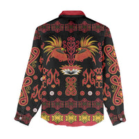 Papua Batik Motif Women Casual Shirt Papua Spirit Black Version LT05 - Polynesian Pride