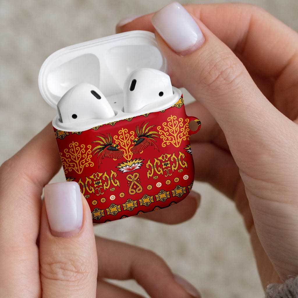 Papua Batik Motif AirPods Case Papua Spirit Red Version - Polynesian Pride