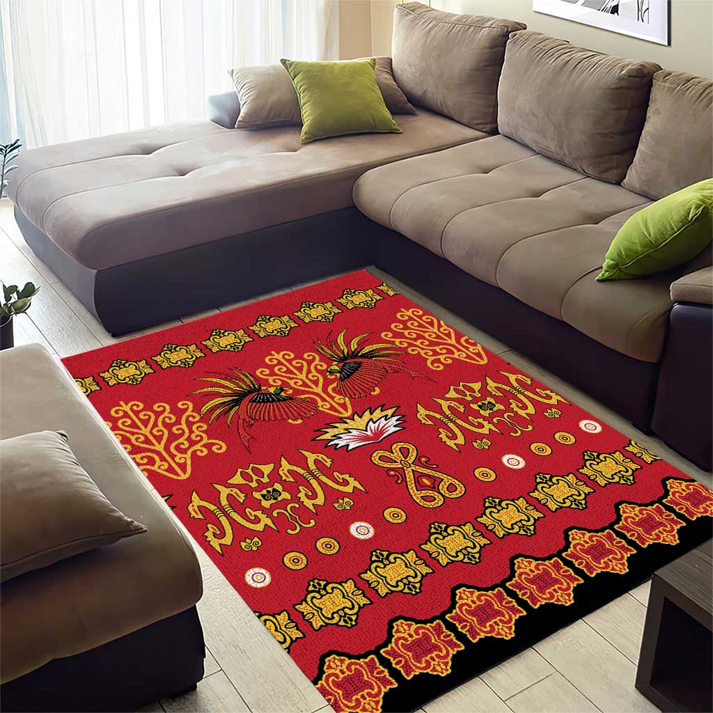 Papua Batik Motif Area Rug Papua Spirit Red Version LT05 - Polynesian Pride